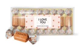 I Love You!  Melk Chocolade Karamel in Blister