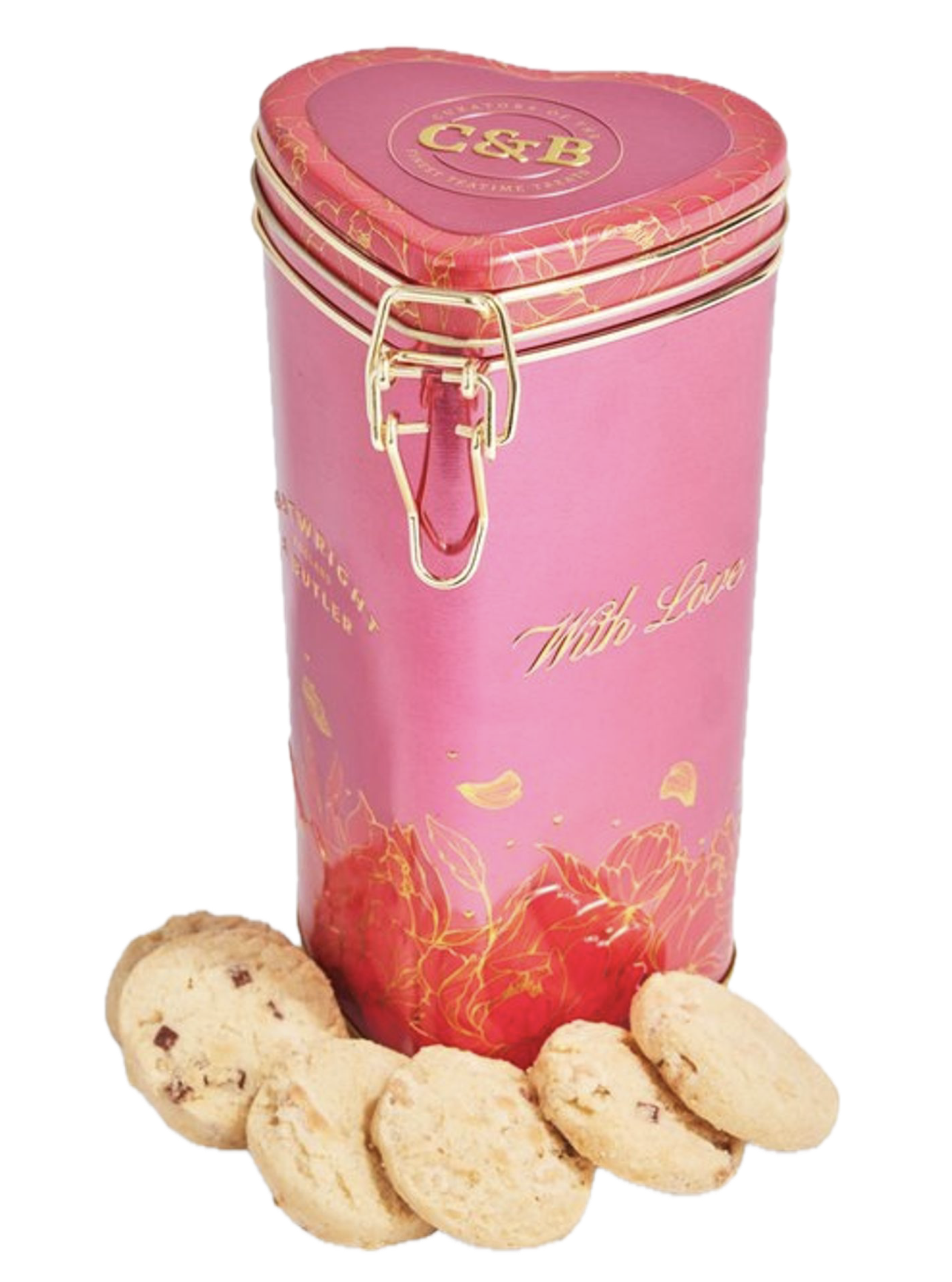 Cartwright & Butler Koekjes met Aardbeien en Witte Chocolade in LOVE blik