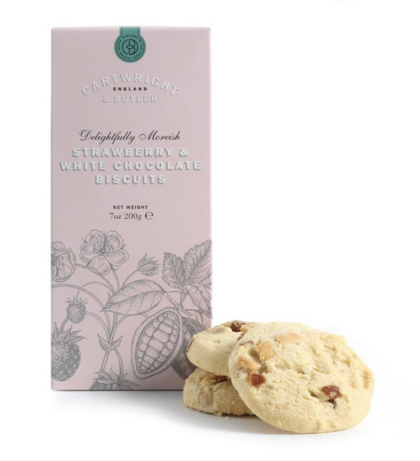 Cartwright & Butler Koekjes met Aardbeien en Witte Chocolade (DOOSJE)