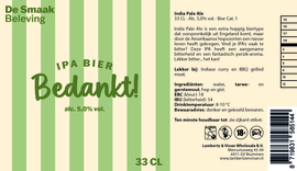 Bier India Pale Ale TEKST: Bedankt