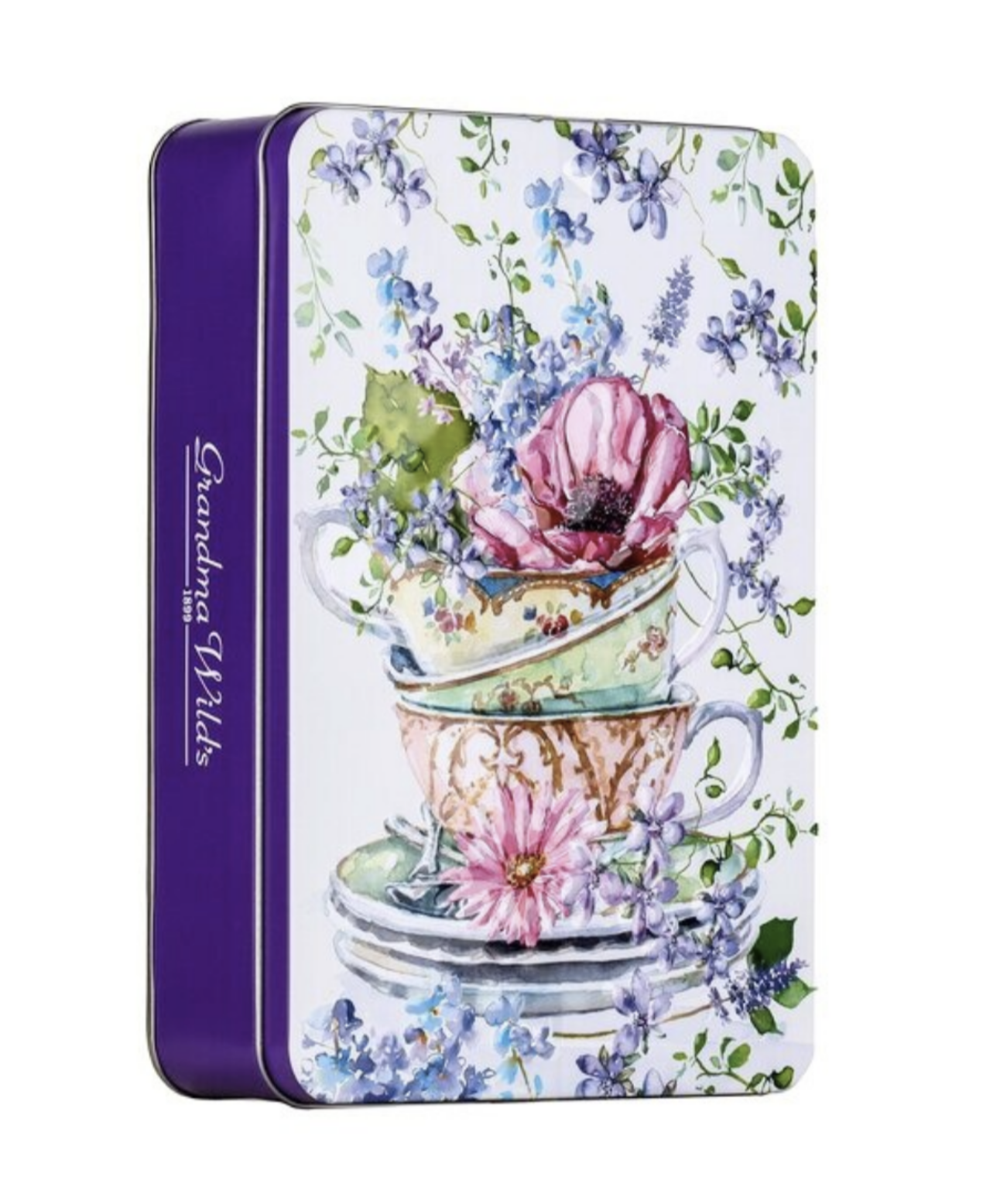 Grandma Wilds Embossed Summer Tea Cup Flower Blik