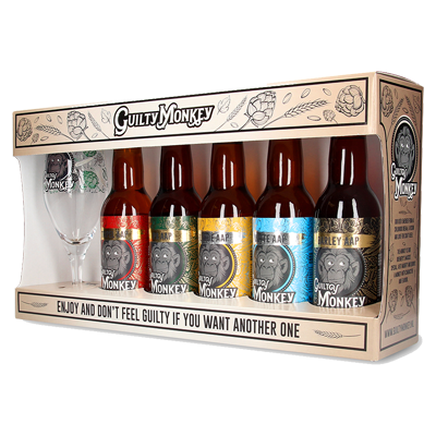 Guilty Monkey Giftpack 5 flesjes + Glas (Niet online)