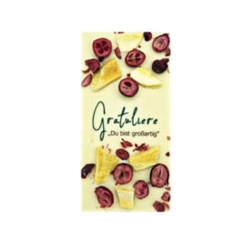 Ritonka Luxe Chocolade Reep WIT (Duitse tekst) Gefeliciteerd!