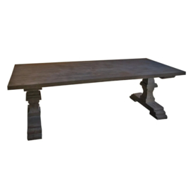 Landelijke eettafel teak, kloosterpoot