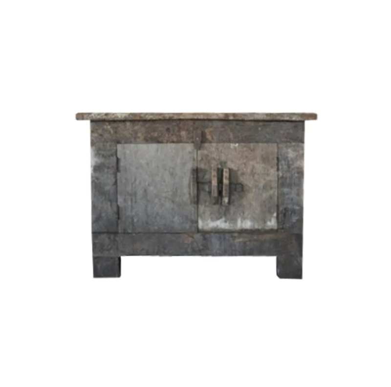 Oud houten kastje/ TV meubel met schuif, laag