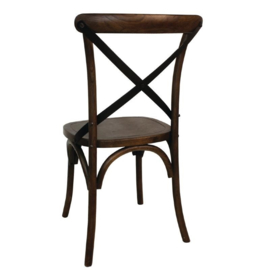 Bolero houten stoel met gekruiste rugleuning walnoot