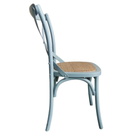 Bolero houten stoel met gekruiste rugleuning antiek blue wash 2 stuks