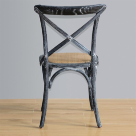 Bolero houten stoel met gekruiste rugleuning black wash 2 stuks