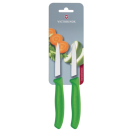 VICTORINOX SCHILMESJE MET SPITSE PUNT 8 CM GROEN (2 STUKS)