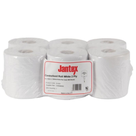 JANTEX CENTREFEED 2-LAAGS HANDDOEKROLLEN WIT 120M (6 STUKS)