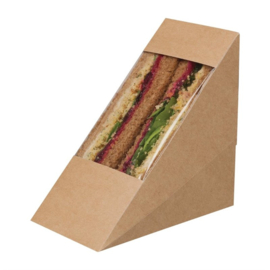 COLPAC ZEST DRIEHOEKIGE KRAFT SANDWICHBOXEN MET ACETAAT VENSTER