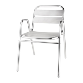 Bolero stapelbare aluminium stoelen met gebogen armleuning