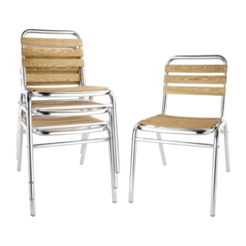 Bolero aluminium en essenhouten stoelen