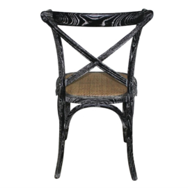 Bolero houten stoel met gekruiste rugleuning black wash 2 stuks