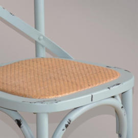 Bolero houten stoel met gekruiste rugleuning antiek blue wash 2 stuks