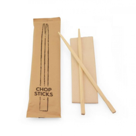 Set bamboe eetstokjes met servet van FSC® papier