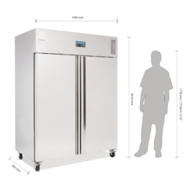 Polar professionele 2-deurs koeling RVS 1300ltr