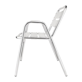 Bolero stapelbare aluminium stoelen met gebogen armleuning