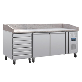 POLAR U-SERIE PIZZA WERKBANK MET MARMEREN BLAD EN DEEGLADES 428L