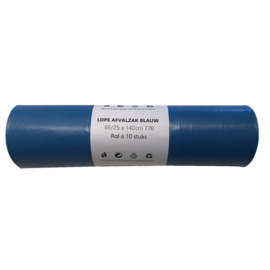 Afvalzak LDPE (gerecycled) 65/25x140cm T70 blauw 100st/doos (240ltr Kliko)