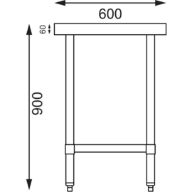 Vogue RVS werktafel zonder achteropstand 180x60cm diep