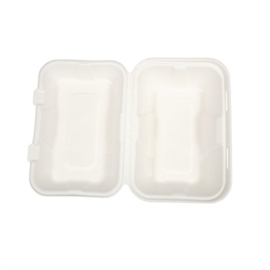 VEGWARE COMPOSTEERBARE BAGASSE VOEDSELDOZEN MET SCHARNIERDEKSEL 22,8CM (200 STUKS)