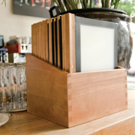 Securit menumappen set met houten box A4 zwart
