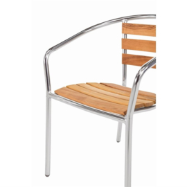 Bolero aluminium en essenhouten stoelen met armleuning