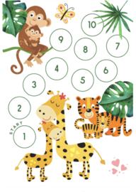 3 dubbelzijdige beloningskaarten 'Jungle' met Stickers en verkleurende plasstickers