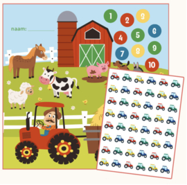 2 dubbelzijdige belonings kaarten 'Boerderij' (inclusief tractor stickers)