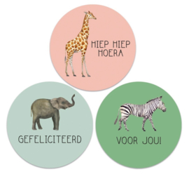 2 x 3 kado stickers Ø 55 mm :dieren