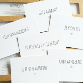 Pluimpjes, 25 complimentenkaartjes 'collegiale'