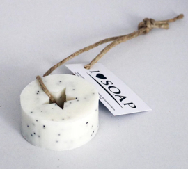 Zeep aan een touw: rond/ster, white fig