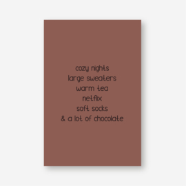 Mini kaartje: cozy nights....& a lot of chocolate (K)