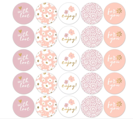 5 x kadosticker assortie roze