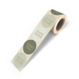 6 kadostickers Xmas mix tekst groen/goud