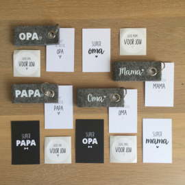 Sleutelhanger: Opa, inclusief mini kaartje en sticker