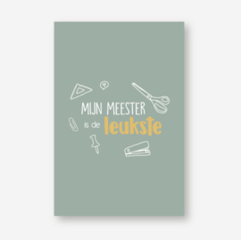 Sleutelhanger: 'meester', mini kaartje en sticker