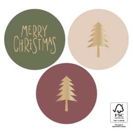 6 x Kado sticker (Ø 55 mm): kerst
