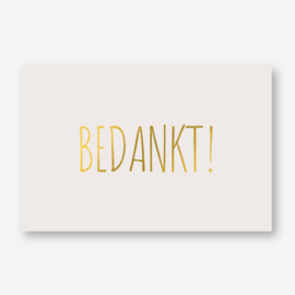 Minikaartje 'BEDANKT!' (goudfolie) (K)