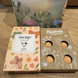 Klein doosje met 4 zaadbommetjes 'Veel liefs!'