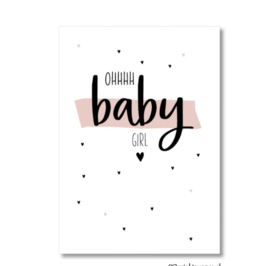 10 x babyshower kaartjes A7, meisje