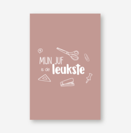 Tas: tas van de leukste JUF (incl inpakzakje, minikaartje & sticker)