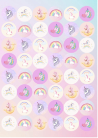 2 dubbelzijdige beloningskaarten 'unicorn' met Stickers en verkleurende plasstickers