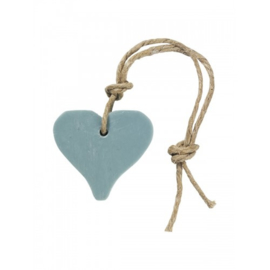 Zeephanger hartje, blauw inclusief houten labeltje
