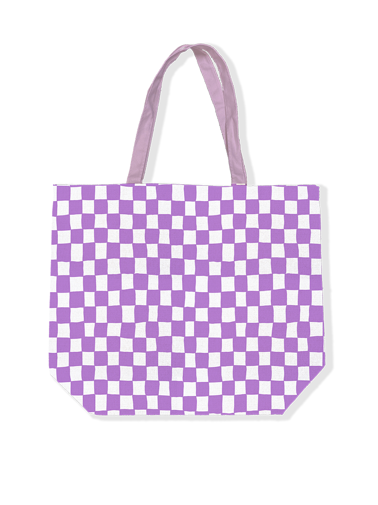 Canvas shopper, paars/wit (inclusief verpakking, minikaartje & sticker)