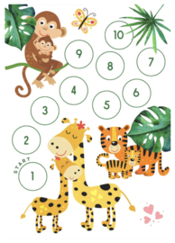 3 dubbelzijdige beloningskaarten 'jungle' (inclusief stickers)