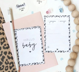 babyshower kaartjes A7: hallo baby (panter)