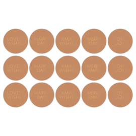 5 kadostickers Xmas wishes fudge/goud