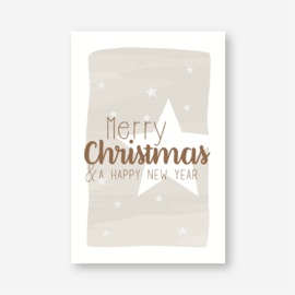 Minikaartje: 'merry christmas & a happy new year' (K)